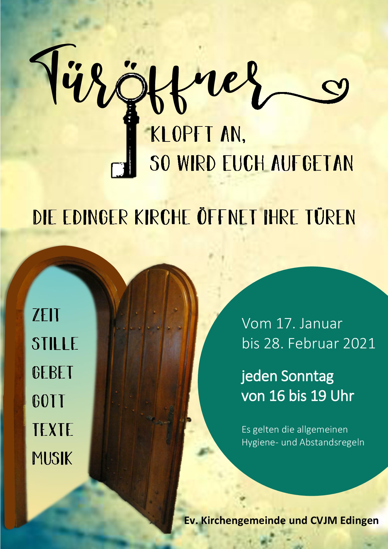 Die Edinger Kirche öffnet ihre Türen. Vom 17. Januar bis 28. Februar, jeden Sonntag von 16 bis 19 Uhr.